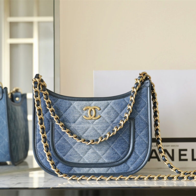 Chanel 24S系列AS4532水洗丹宁Hobo包中号免检版 - Image 3