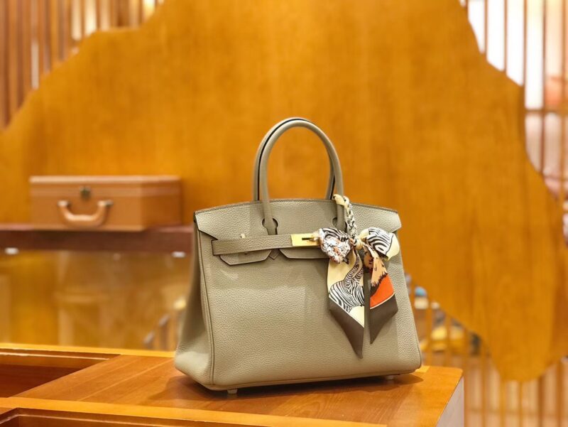 爱马仕 Birkin 30cm 斑鸠灰 Togo小牛皮 金扣 原版蜜蜡线 顶级手工缝制 - Image 2