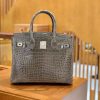 爱马仕 Birkin 30cm 倒V 一级野生湾鳄81斑鸠灰 高定工序版本 全手工缝制