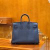 5b378fe6a6a74b1.jpg 爱马仕 Birkin 25cm 玛瑙蓝 明蓝色 Togo小牛皮 银扣 原版蜜蜡线 顶级手工缝制