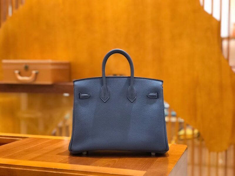 爱马仕 Birkin 25cm 玛瑙蓝 明蓝色 Togo小牛皮 银扣 原版蜜蜡线 顶级手工缝制 - Image 3