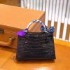 爱马仕 迷你 2代 19cm 美洲鳄鱼 茄子紫 全手工缝制 新增现货