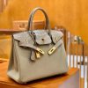 爱马仕 Birkin 铂金包 斑鸠灰 鳄鱼皮拼德国togo牛皮 全手工缝制 金扣 30cm