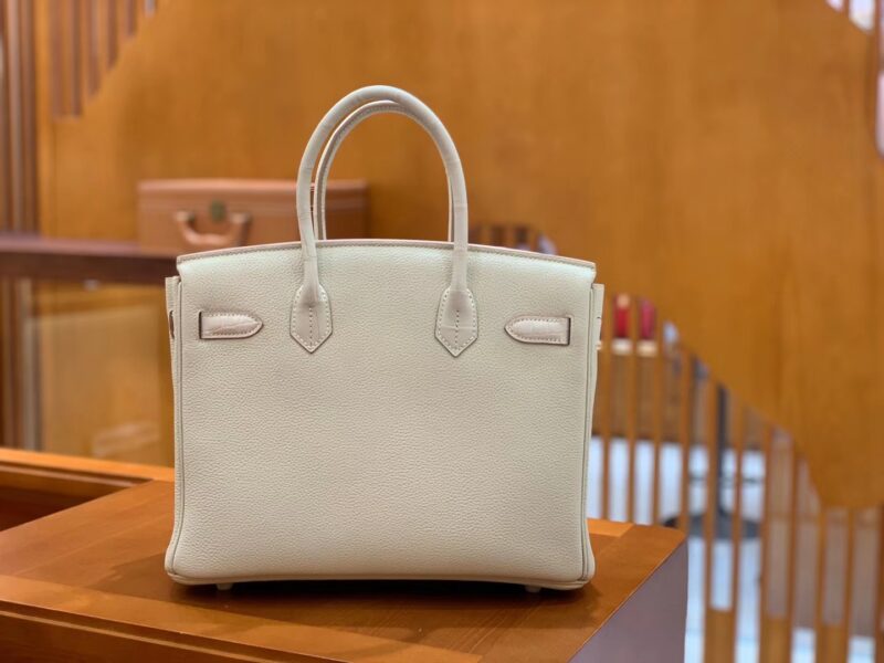 爱马仕 Birkin Touch 30cm 奶昔白 金扣 鳄鱼皮拼德国togo牛皮 全手工缝制 - Image 3