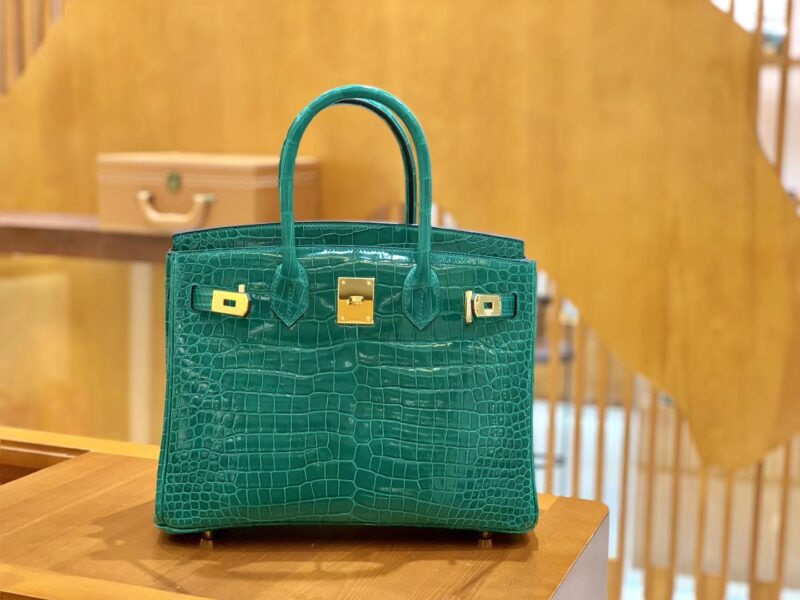 爱马仕 Birkin 30 翡翠绿 金扣 湾鳄 一级皮