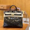 5db578278d2587c.jpg 爱马仕 Birkin 铂金包 经典黑 一级皮 尼罗鳄鱼皮 臻品级别 金扣 25cm