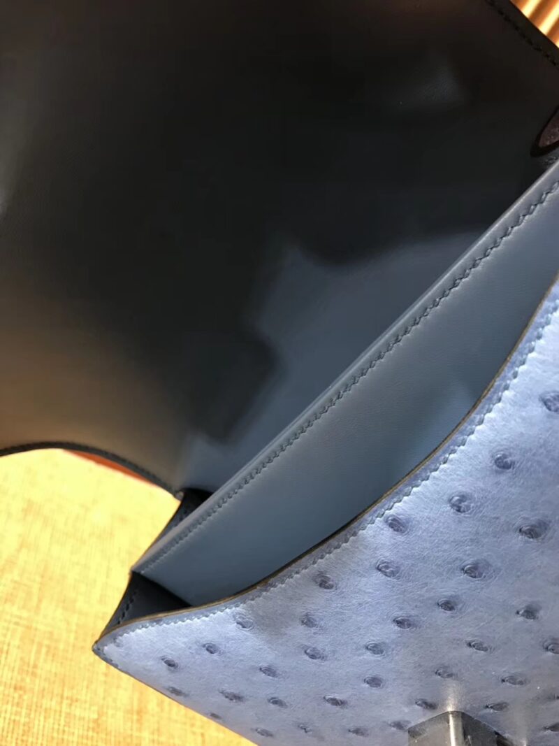 爱马仕 Constance 18cm 玛瑙蓝 南非进口鸵鸟 KK级别 顶级全手工 金扣 - Image 4