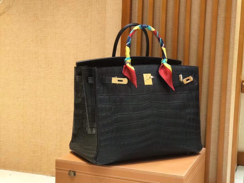 爱马仕 Birkin 铂金包 经典黑 进口一级雾面尼罗鳄鱼皮 蜡线 40cm - Image 2