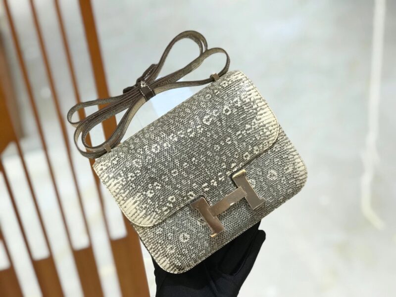 爱马仕 Constance 18cm 原色 仿蜥蜴皮 银扣 全手工缝制 顶级高订 - Image 7