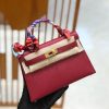 爱马仕 Mini kelly 二代 石榴红 Epsom 掌纹小牛皮 金扣 原版蜜蜡线 顶级手缝