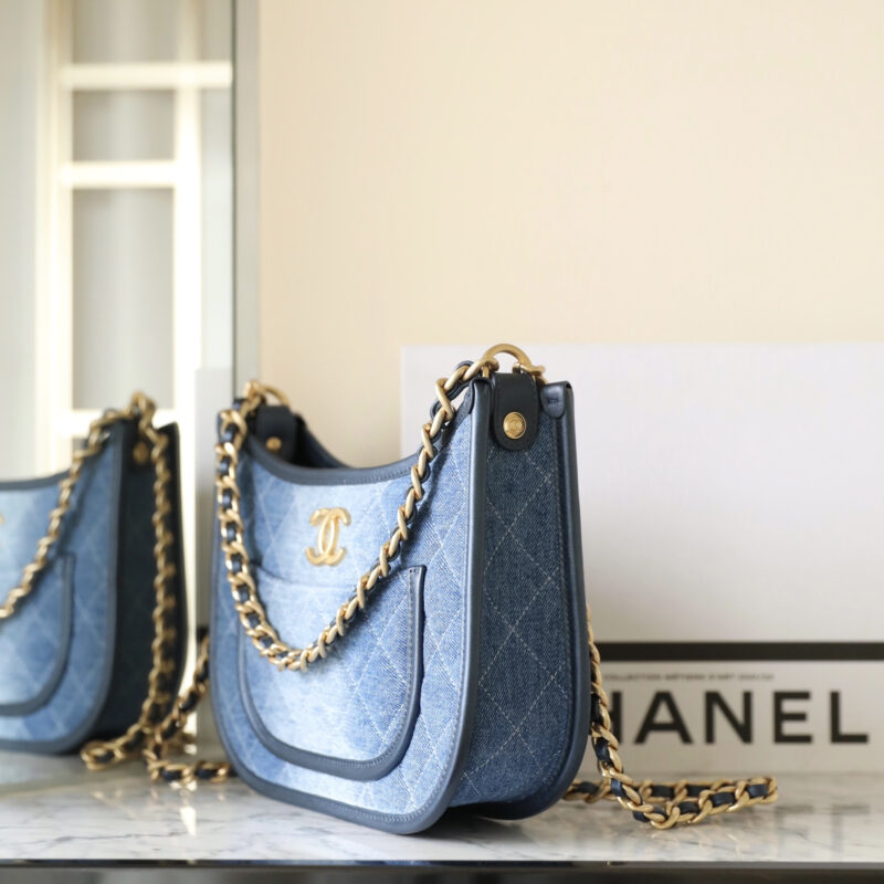 Chanel 24S系列AS4532水洗丹宁Hobo包中号免检版 - Image 4