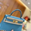 爱马仕 Mini kelly 迷你凯莉 新增现货 北方蓝 掌纹小牛皮 臻品级别 金扣 19cm