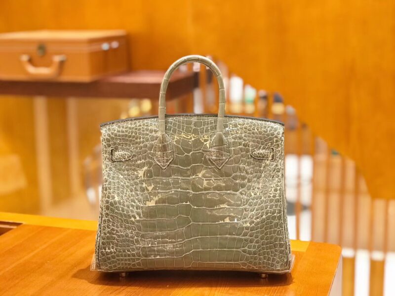 爱马仕 Birkin 铂金包 斑鸠灰 美洲 方块印 25cm - Image 5