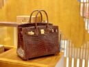 爱马仕 Birkin 铂金包 咖啡色 亮面湾鳄 银扣 35cm