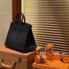 Birkin 铂金包 25CM 经典黑色 银扣 仿蜥蜴皮 全手工缝制