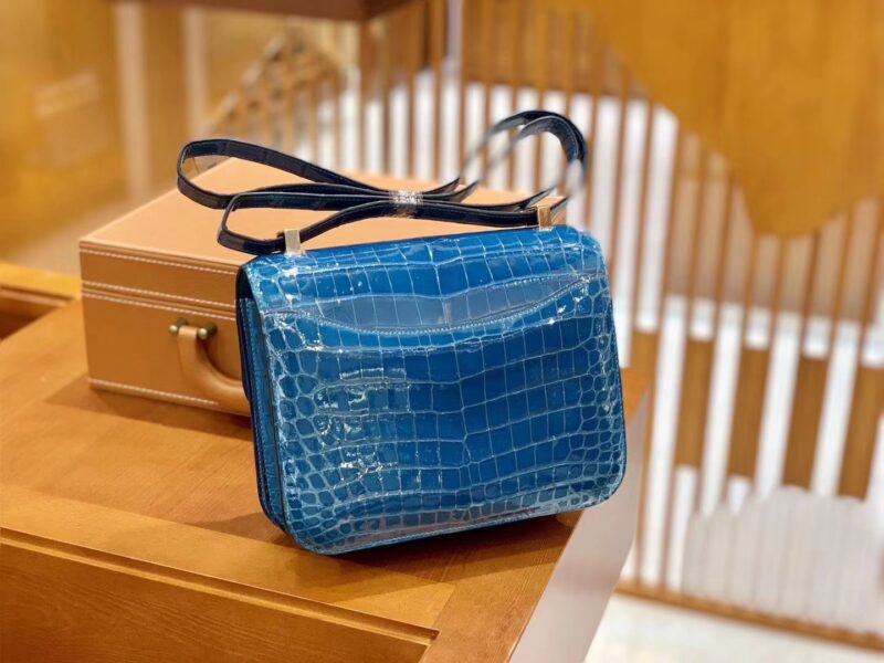 爱马仕 Constance 23cm 伊兹密尔蓝 一级尼罗鳄鱼皮 银扣 原版蜜蜡线 顶级手缝 - Image 6