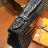 爱马仕 MiniKelly 迷你凯莉 蓝色 进口鳄鱼皮 顶级手缝工艺 金扣 22cm