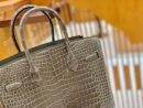 爱马仕 Birkin 铂金包 斑鸠灰 倒V 一级皮 湾鳄鱼皮 臻品级别 银扣 30cm