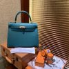爱马仕 Kelly凯莉包 孔雀绿 德国掌纹牛皮 臻品级别 金扣 28cm