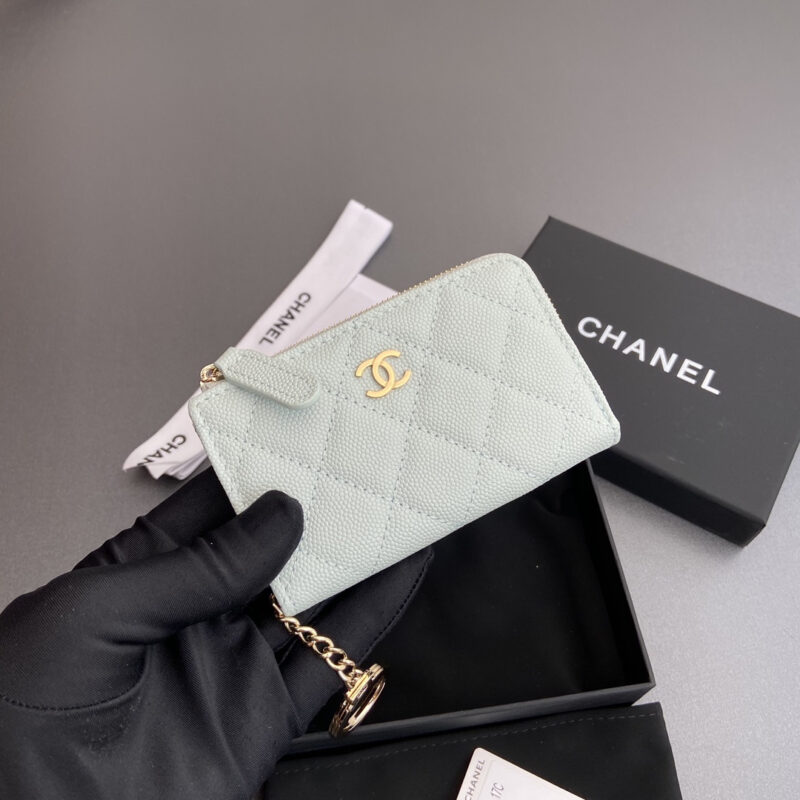 Chanel AP0223零钱包蓝色鱼子酱金扣免检版 - Image 5