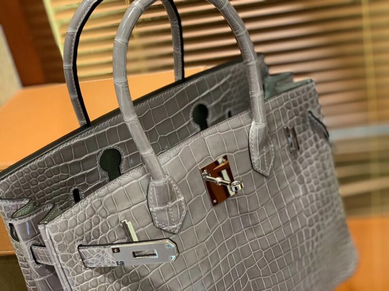 爱马仕 Birkin 30cm 巴黎灰 组合 一级湾鳄 鳄鱼皮 臻品级别 - Image 6