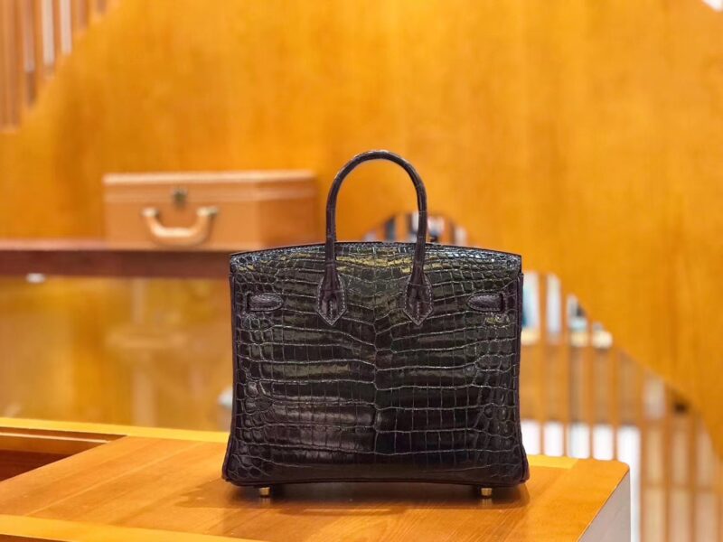 爱马仕 Birkin 25cm 茄子紫 一级尼罗鳄 金扣 原版蜜蜡线 顶级手缝 - Image 2