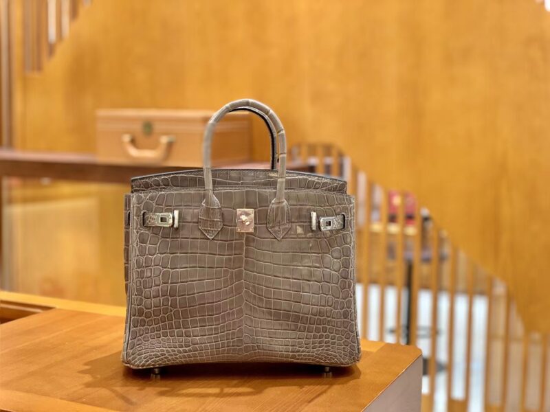 爱马仕 Birkin 25cm 尼罗鳄鱼皮 斑鸠灰 银扣 全手工缝制