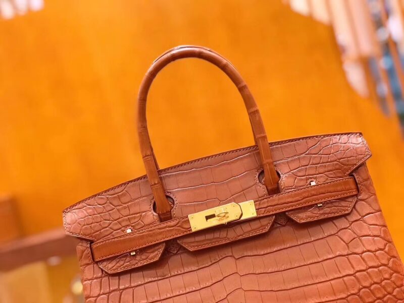 爱马仕 Birkin 30cm 焦糖棕 尼罗鳄鱼皮 金扣 原版蜜蜡线 顶级手缝 现货 - Image 5