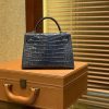 爱马仕 迷你2代 19cm 牛仔蓝 一级美洲 鳄鱼皮 顶级手工 银扣