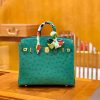 爱马仕 Birkin 25cm 湖水绿 金扣 南非KK鸵鸟皮 全手工缝制