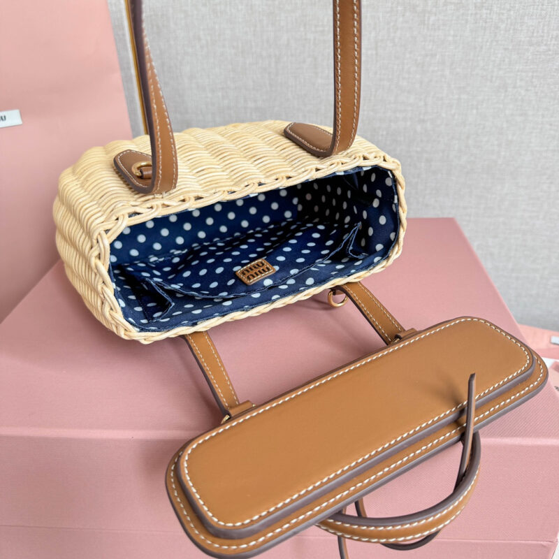 miumiu缪缪*5BA222柳条皮革手提袋免检吧 - Image 8