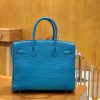 爱马仕 Birkin 30cm 雾面 尼罗鳄鱼皮 伊兹密迩蓝 金扣 全手工缝制