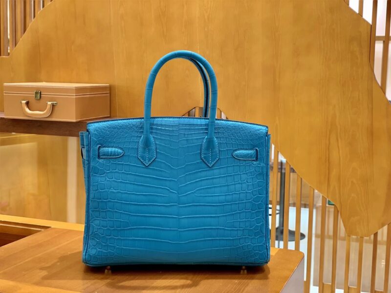 爱马仕 Birkin 30cm 雾面 尼罗鳄鱼皮 伊兹密迩蓝 金扣 全手工缝制 - Image 2