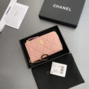 Chanel AP0223零钱包粉色鱼子酱金扣免检版