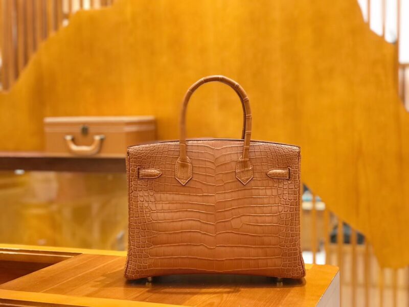 爱马仕 Birkin 30cm 金棕 一级野生湾鳄 金扣 原版蜜蜡线 顶级手缝 - Image 4