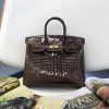 663c5e673d4cd62.jpg 爱马仕 Birkin铂金包 深咖啡色 亮面鳄鱼 金扣 25cm