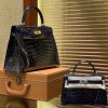 爱马仕 Kelly 凯莉包 午夜蓝 一级皮 尼罗鳄鱼皮 顶级全手工缝制 金扣 28cm