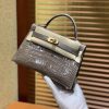 爱马仕 Mini Kelly 沥青灰 一级美洲鳄鱼皮 全手工缝制 臻品级别 金扣 19cm 2代