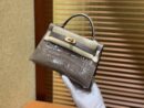 爱马仕 Mini Kelly 沥青灰 一级美洲鳄鱼皮 全手工缝制 臻品级别 金扣 19cm 2代