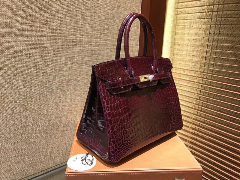 爱马仕 Birkin铂金包 波尔多酒红 一级皮 尼罗鳄鱼 进口原料 顶级手缝工艺 30cm - Image 7