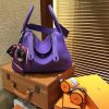 爱马仕 Lindy琳迪包 梦幻紫 德国进口togo牛皮 全手工缝制 银扣 30cm