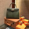 Hermes Kelly 28CM 橄榄绿 仿蜥蜴皮 全手工缝制 手提包