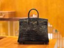 爱马仕 Birkin 25cm 经典黑 尼罗鳄鱼皮 银扣 原版蜜蜡线 顶级手缝 现货