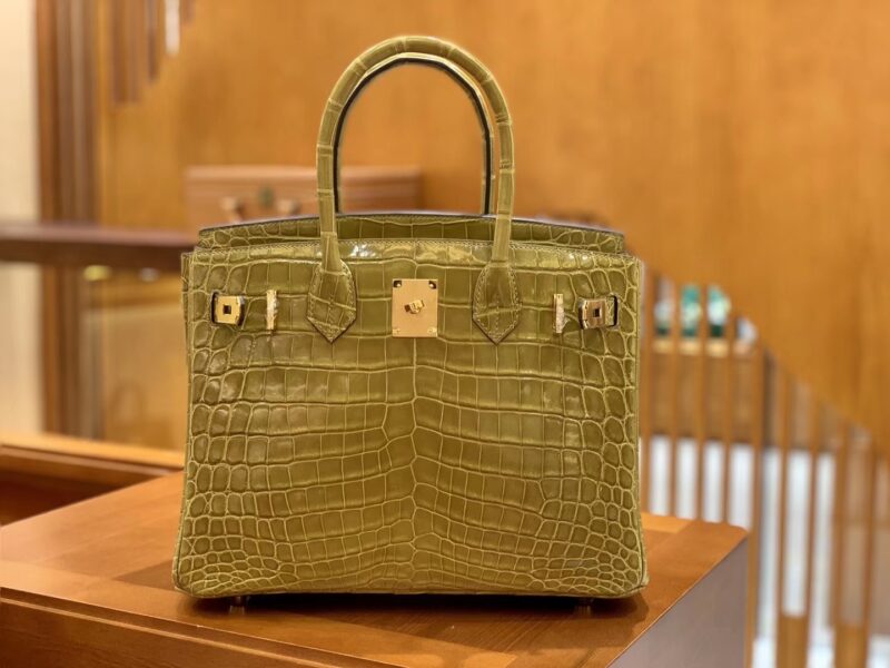 爱马仕 Birkin 30cm 芥末绿 金扣 一级皮 尼罗鳄鱼皮 臻品级别