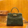 爱马仕 Kelly 28cm 橄榄绿 一级尼罗鳄 金扣 原版蜜蜡线 顶级手缝