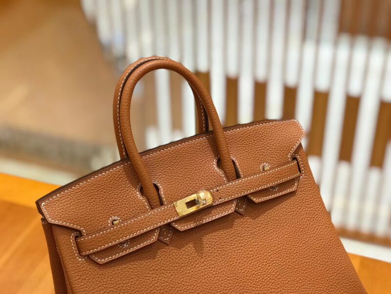 爱马仕 Birkin 25cm 金棕色 Togo小牛皮 金扣 原版蜜蜡线 顶级手工缝制 - Image 4