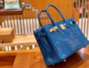 爱马仕 新增现货 Birkin 湾鳄 V 伊滋密尔蓝 金扣 25cm