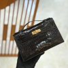 爱马仕 Mini kelly 一代 经典黑 美洲鳄鱼皮 金扣 原版蜜蜡线 顶级手缝
