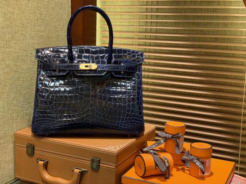 爱马仕 Birkin铂金包 午夜蓝 一级皮 尼罗鳄鱼 进口原料 顶级手缝工艺 30cm
