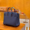 爱马仕 Birkin Touch 铂金包 深蓝色 牛皮拼鳄鱼皮 金扣 25cm